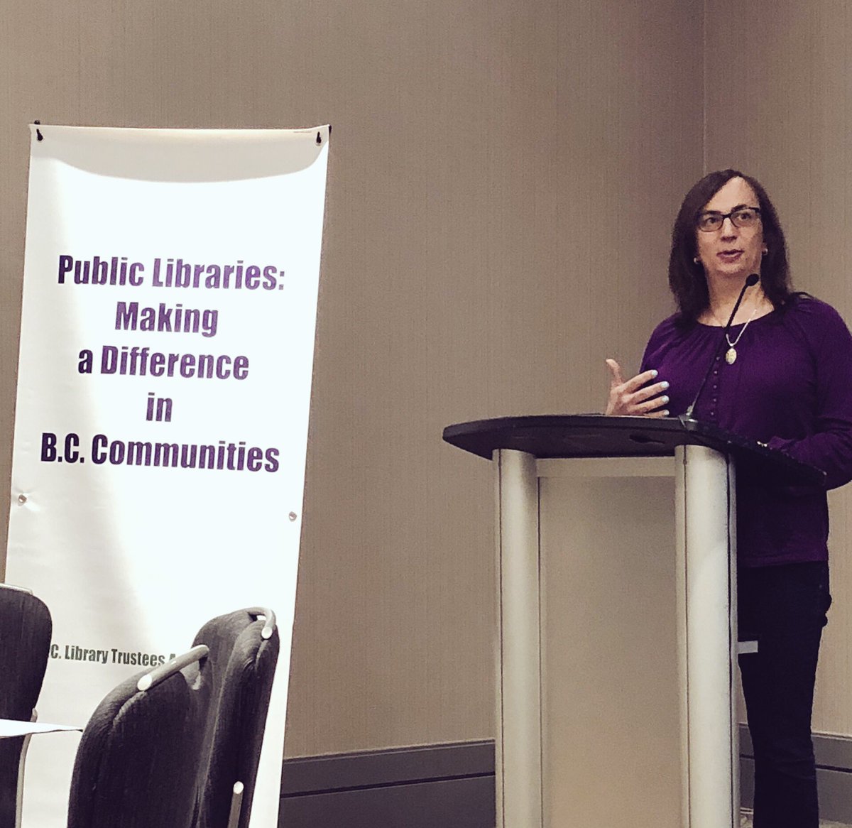 Morgane Oger speaks at the BC Library Trustees Association annual conference 